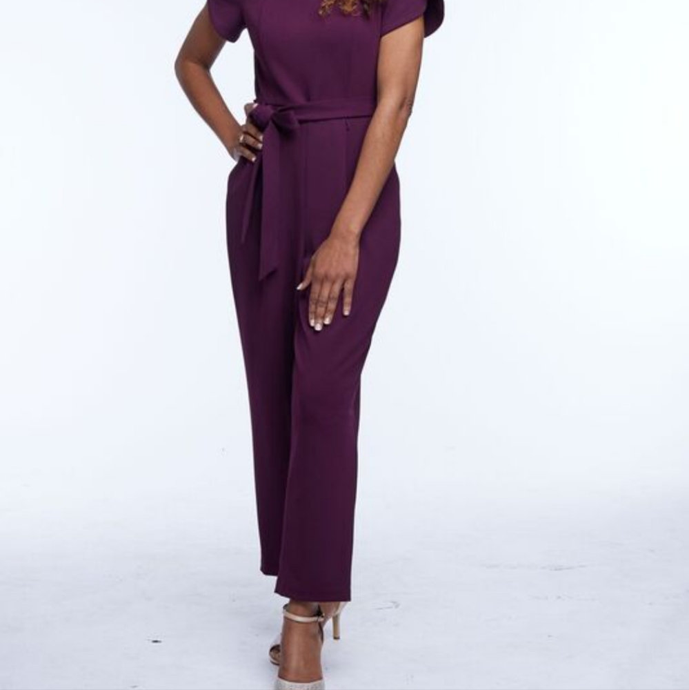 Calvin Klein puff sleeve cropped jumpsuit size #4 used like new ,
